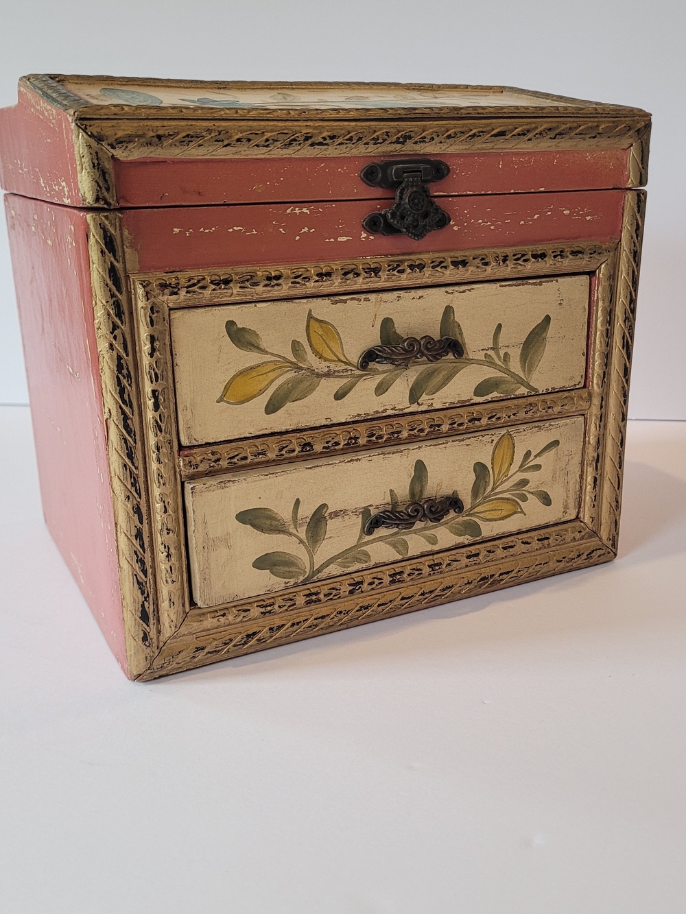 Hand-Painted Wooden Jewelry Box Vintage - Picture 3 of 4